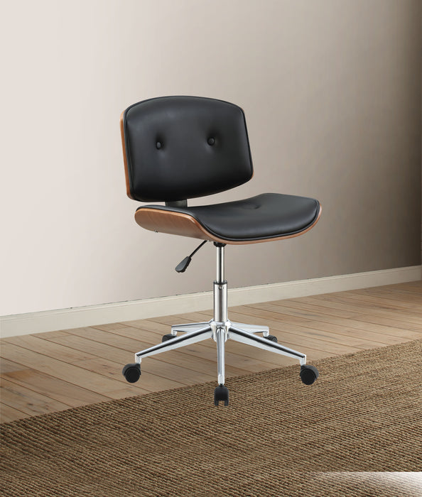 Camila Black PU & Walnut Office Chair - Inland Furniture (San Bernardino, CA)
