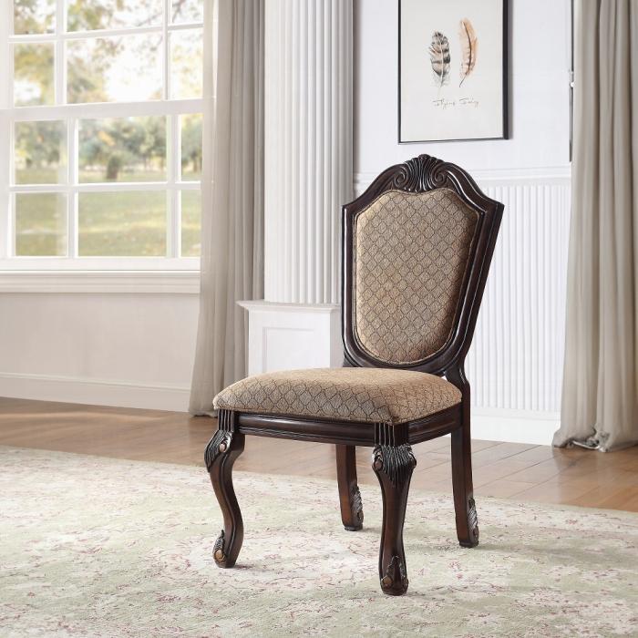 Chateau De Ville Fabric & Espresso Side Chair - Inland Furniture (San Bernardino, CA)