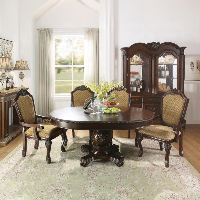 Chateau De Ville Fabric & Espresso Arm Chair - Inland Furniture (San Bernardino, CA)