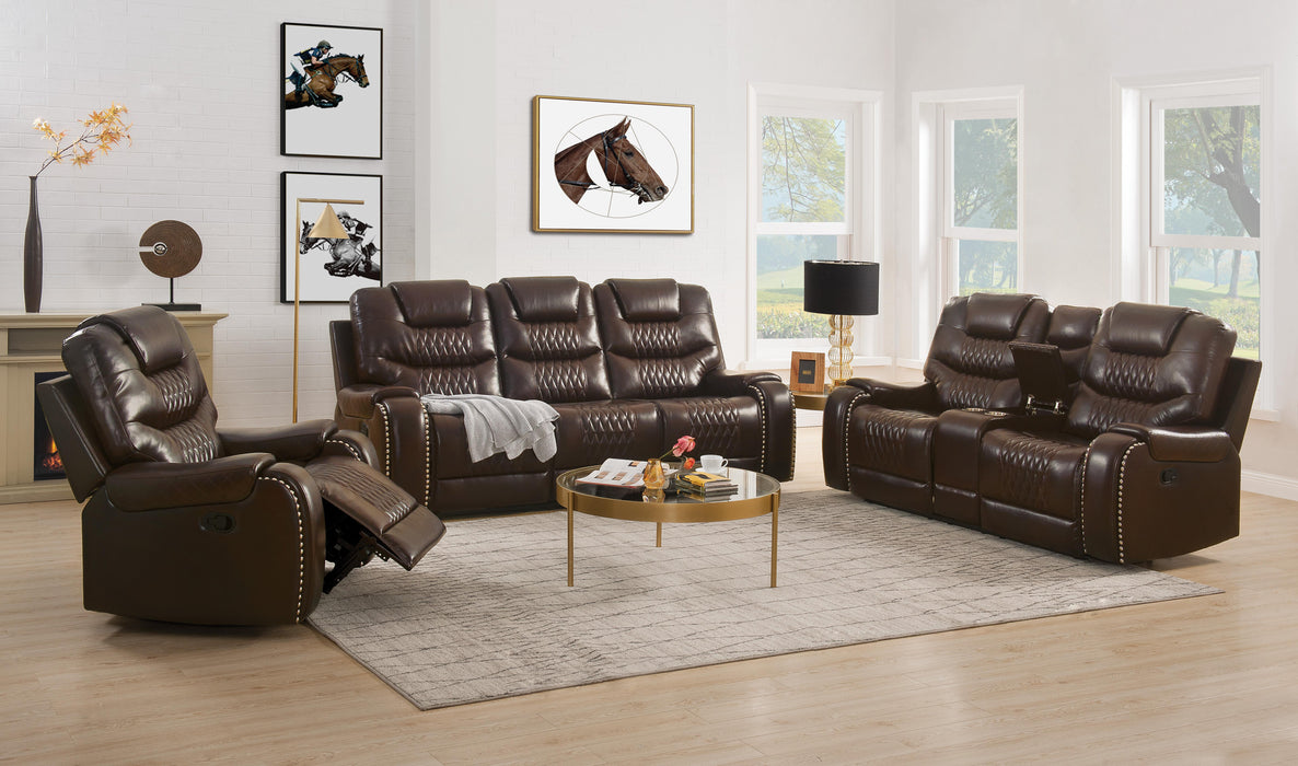 Braylon Brown PU Sofa (Motion) - Inland Furniture (San Bernardino, CA)