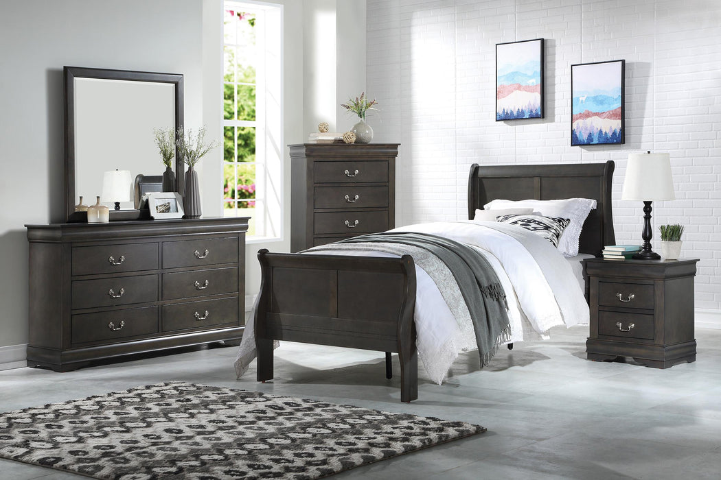 Louis Philippe Dark Gray Twin Bed - Inland Furniture (San Bernardino, CA)
