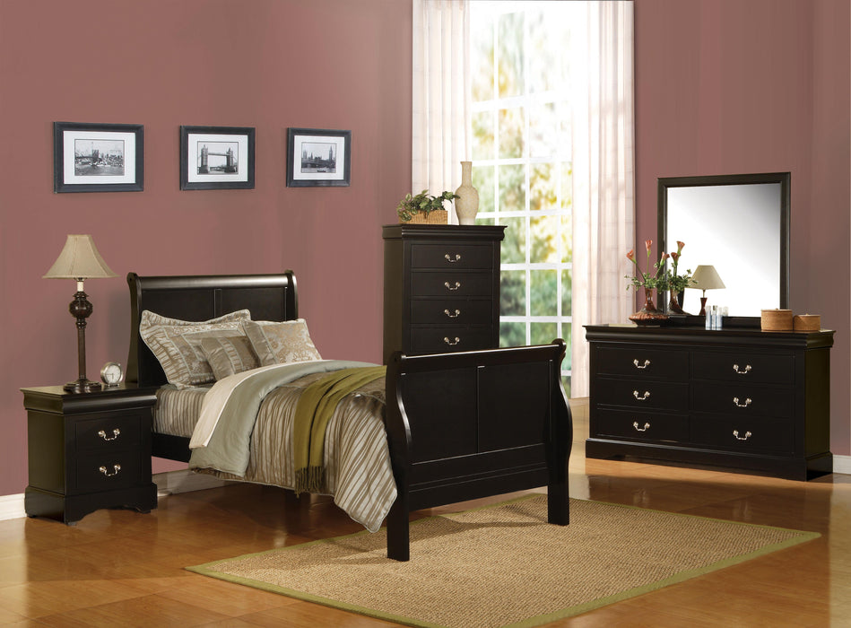 Louis Philippe III Black Twin Bed - Inland Furniture (San Bernardino, CA)