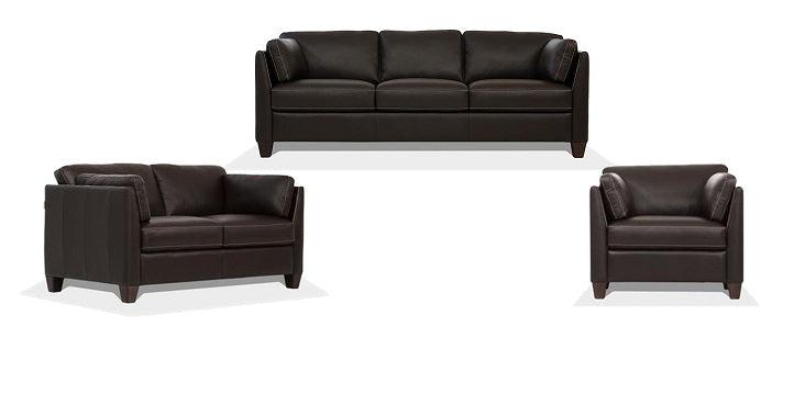 Matias Chocolate Leather Sofa - Inland Furniture (San Bernardino, CA)