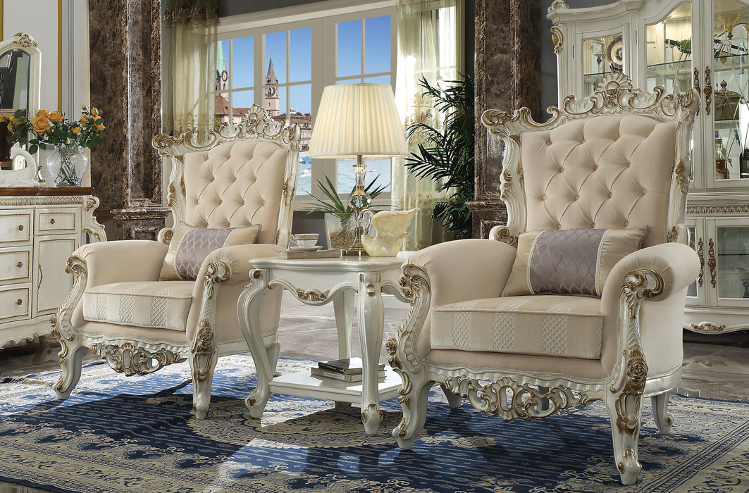 Picardy II Fabric & Antique Pearl Accent Chair & Pillow - Inland Furniture (San Bernardino, CA)