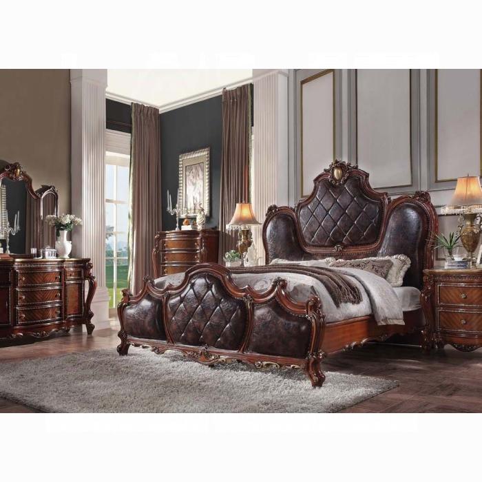 Picardy PU & Cherry Oak Eastern King Bed - Inland Furniture (San Bernardino, CA)