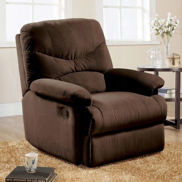 Arcadia Chocolate Microfiber Recliner (Motion) - Inland Furniture (San Bernardino, CA)