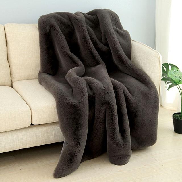 Caparica Charcoal Throw, Silver - Inland Furniture (San Bernardino, CA)