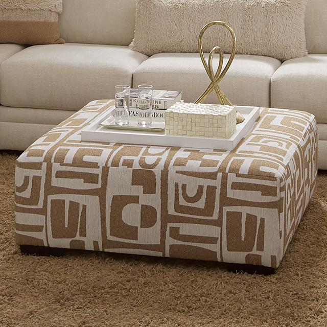 CARLETON Ottoman, Ivory/Tan - Inland Furniture (San Bernardino, CA)