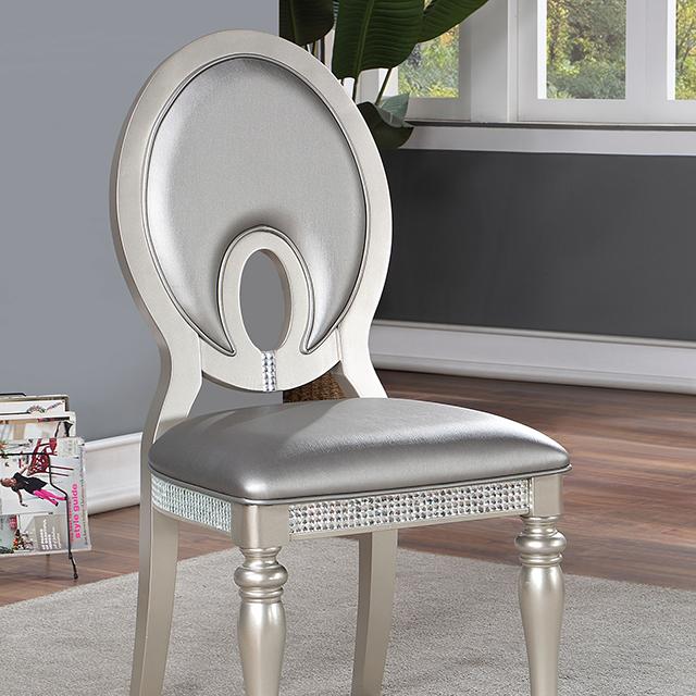 CATHALINA Side Chair (2/CTN), Silver - Inland Furniture (San Bernardino, CA)