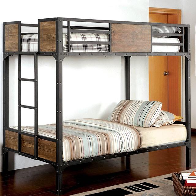 CLAPTON Black Twin/Twin Bunk Bed - Inland Furniture (San Bernardino, CA)