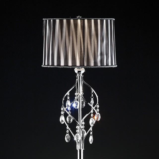 Arya Black/Chrome Floor Lamp, Hanging Crystal - Inland Furniture (San Bernardino, CA)
