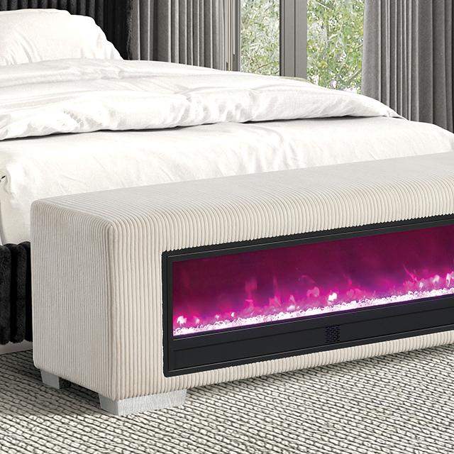 Elnath Bench w/ Visual Crystal Fireplace - Inland Furniture (San Bernardino, CA)
