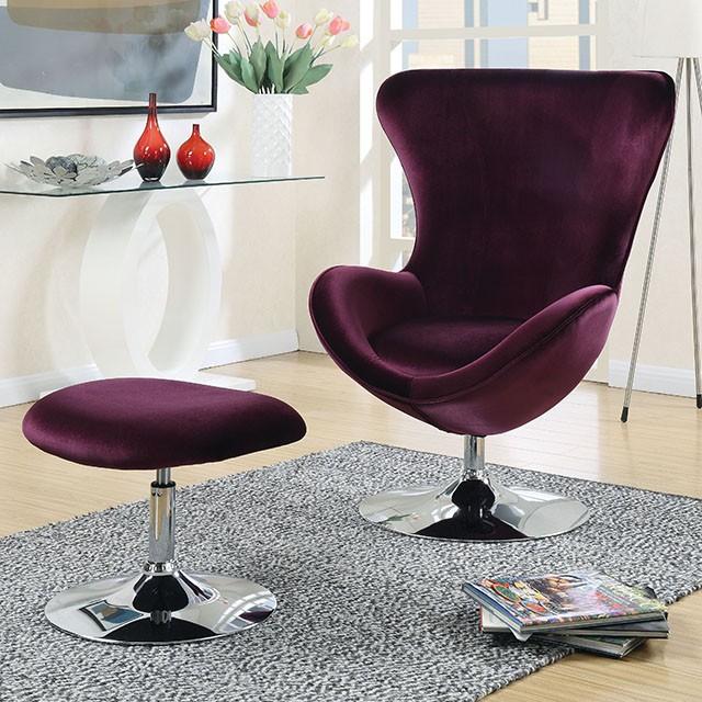 Eloise Purple Accent Chair w/ Ottoman - Inland Furniture (San Bernardino, CA)
