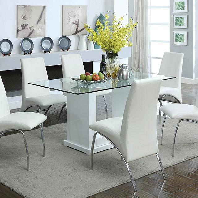 Eva White/Clear Dining Table - Inland Furniture (San Bernardino, CA)