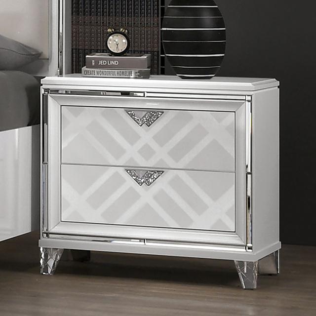 EMMELINE Night Stand w/ USB, White - Inland Furniture (San Bernardino, CA)