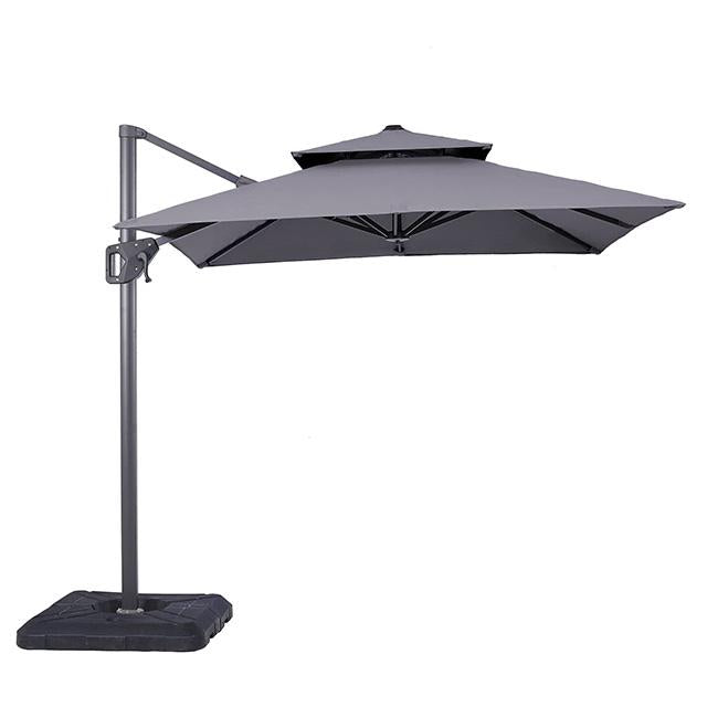 Fida 8 Ft Square Umbrella w/ Double Top + 37" Large Base - Inland Furniture (San Bernardino, CA)