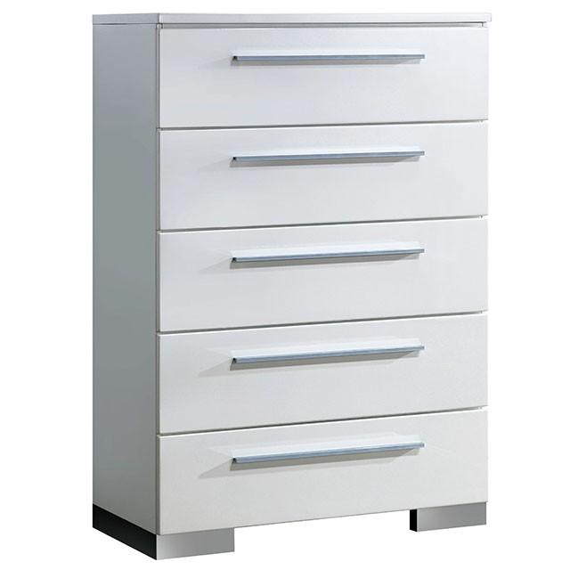 CLEMENTINE Glossy White Chest - Inland Furniture (San Bernardino, CA)