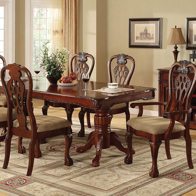 GEORGETOWN Antique Cherry Dining Table w/ Double Pedestals - Inland Furniture (San Bernardino, CA)