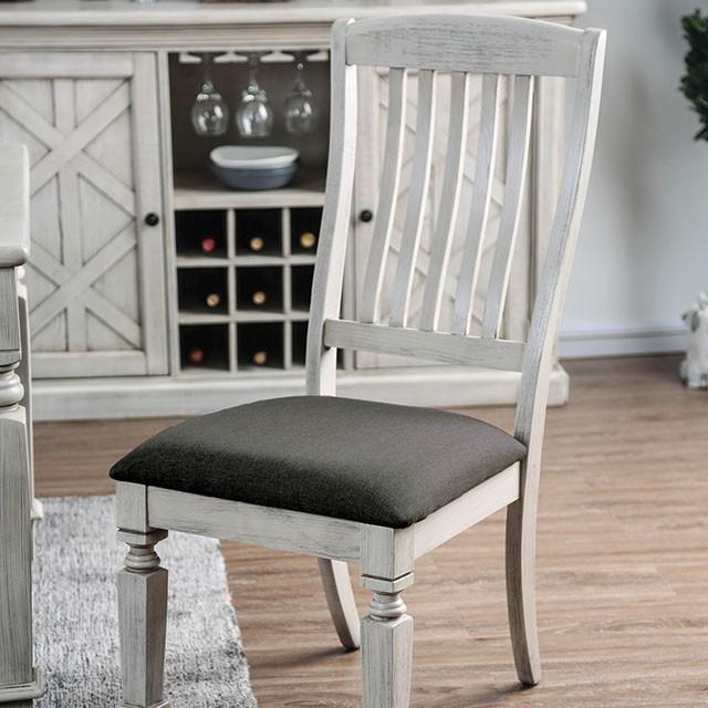Georgia Antique White/Gray Side Chair (2/CTN) - Inland Furniture (San Bernardino, CA)