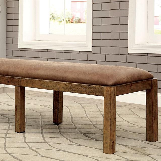 GIANNA Rustic Pine Fabric Bench - Inland Furniture (San Bernardino, CA)