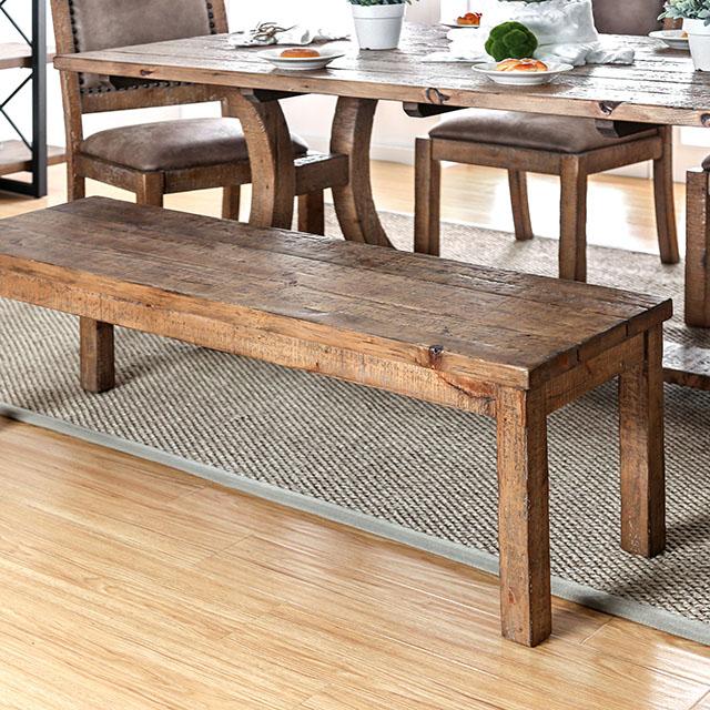GIANNA Rustic Pine Wooden Bench - Inland Furniture (San Bernardino, CA)