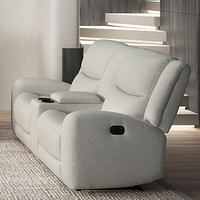 Giraldus Manual Recliner Loveseat w/ Console - Inland Furniture (San Bernardino, CA)