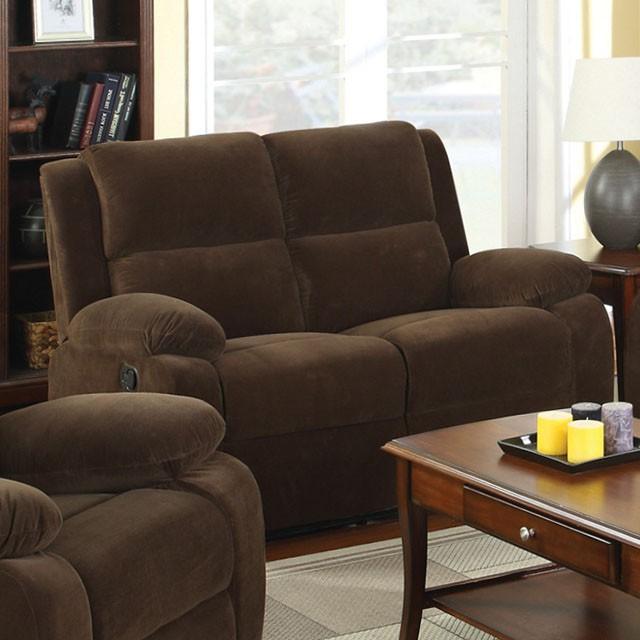 Haven Dark Brown Love Seat w/ 2 Recliners - Inland Furniture (San Bernardino, CA)