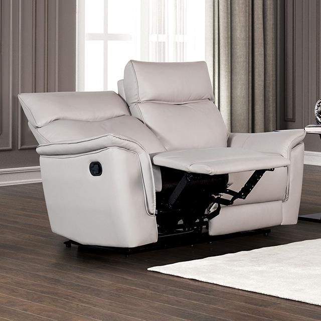 Bienne Loveseat Manual Recliner White & Black - Inland Furniture (San Bernardino, CA)