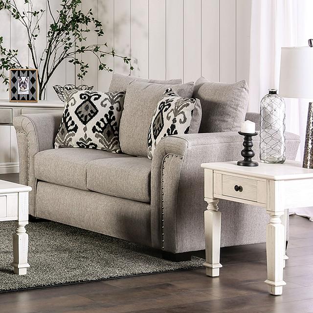 BELSIZE Loveseat Grey, Beige, & Choclate - Inland Furniture (San Bernardino, CA)