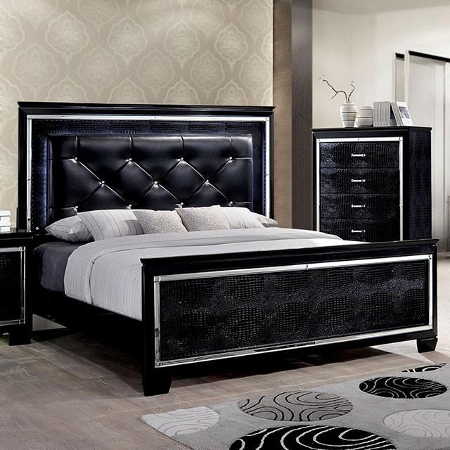 BELLANOVA Black Cal.King, E.King, & Queen Bed - Inland Furniture (San Bernardino, CA)