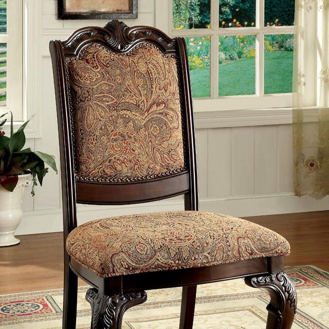 BELLAGIO Brown Cherry/Pattern Fabric Side Chair (2/CTN) - Inland Furniture (San Bernardino, CA)