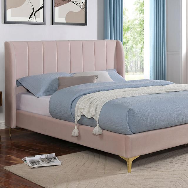 PEARL Full, Queen, & Twin Bed, Light Pink - Inland Furniture (San Bernardino, CA)