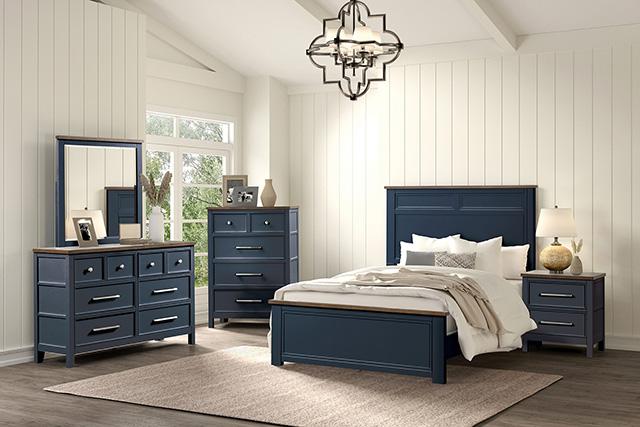 Bed Pinetop Blue & White - Inland Furniture (San Bernardino, CA)