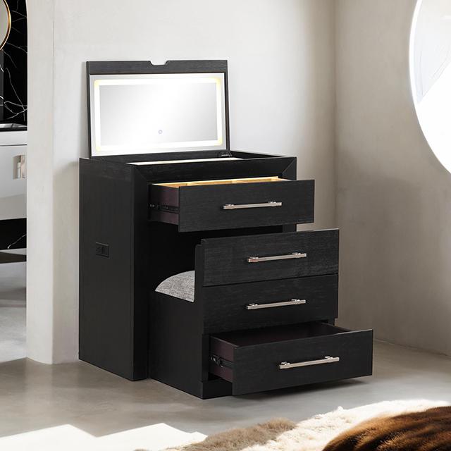 Ashbourne Bedside Vanity Set with Stool Contemporary - Inland Furniture (San Bernardino, CA)