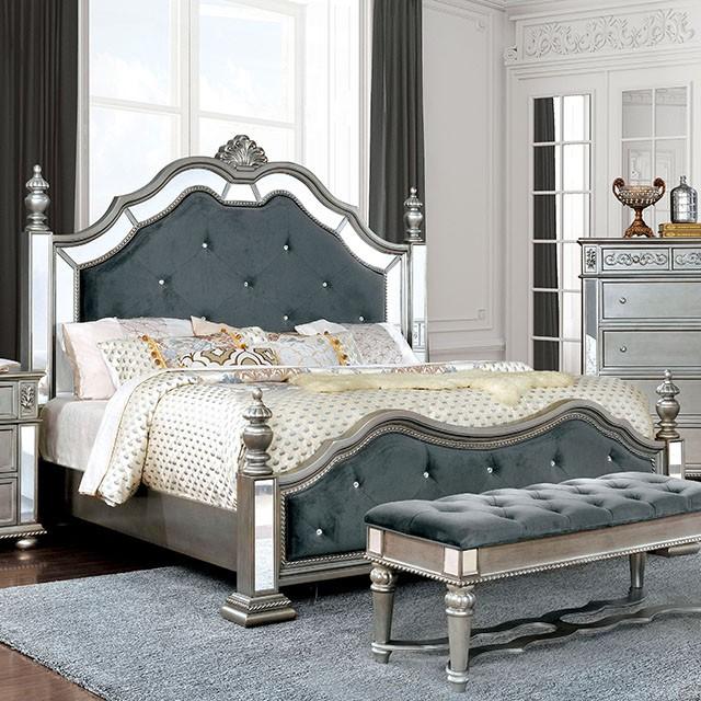 Azha Silver/Gray Cal.King & Queen Bed - Inland Furniture (San Bernardino, CA)