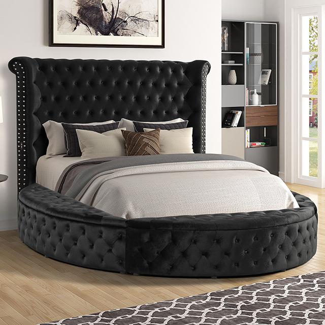 SANSOM E.King & Queen Bed, Black, Blue, & Grey - Inland Furniture (San Bernardino, CA)