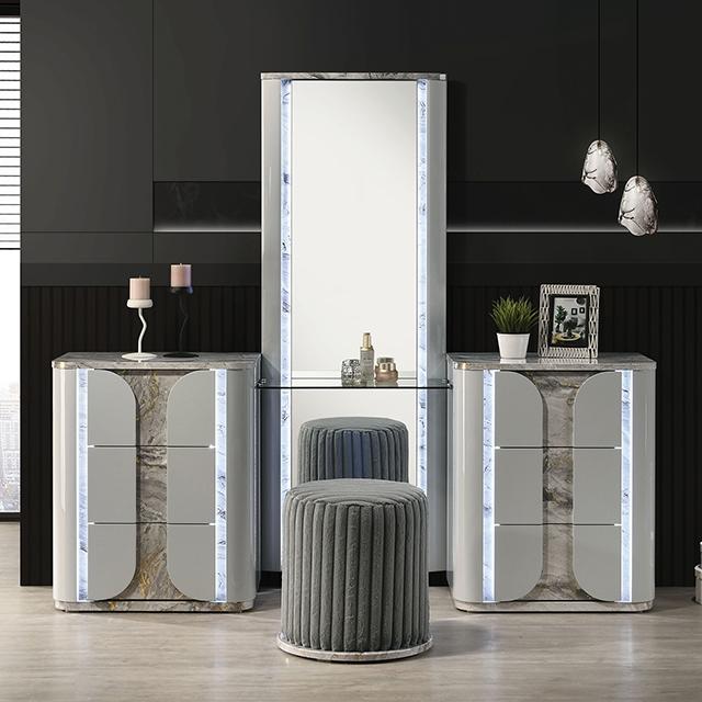 Cleburne Vanity Set with Stool - Inland Furniture (San Bernardino, CA)