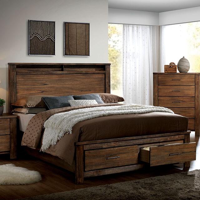ELKTON Oak Cal.King, E.King, & Queen Bed - Inland Furniture (San Bernardino, CA)