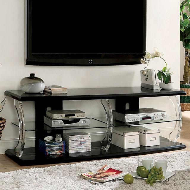 Ernst Black/Clear 60" TV Stand - Inland Furniture (San Bernardino, CA)