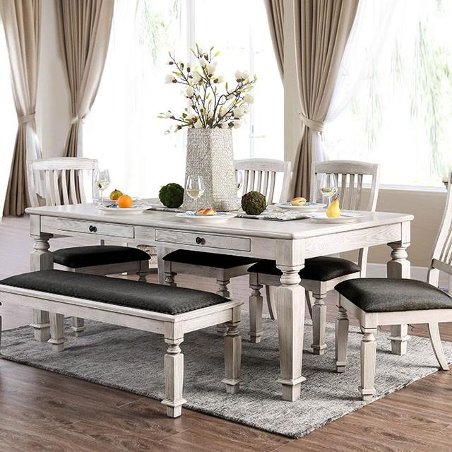 Georgia 6 Pc Dining Table Set with Bench - Inland Furniture (San Bernardino, CA)