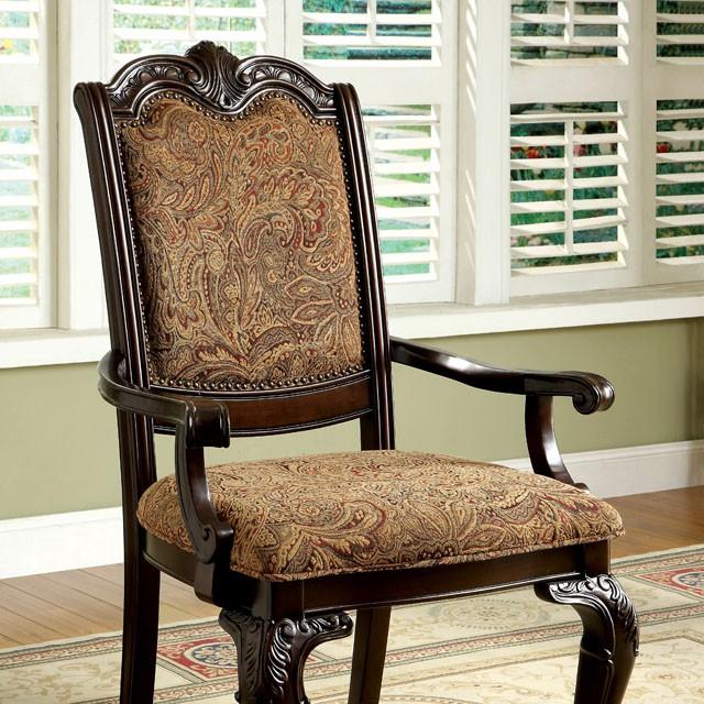 BELLAGIO Brown Cherry/Pattern Fabric Arm Chair (2/CTN) - Inland Furniture (San Bernardino, CA)