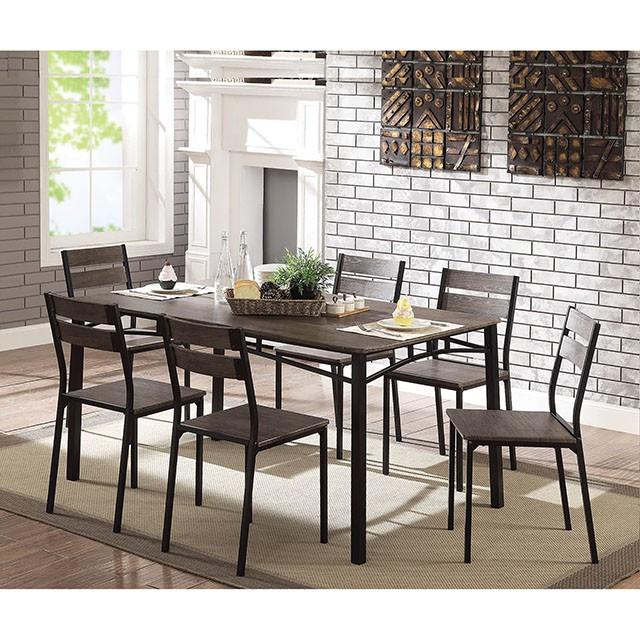 Westport Antique Brown/Black 7 Pc. Dining Table Set - Inland Furniture (San Bernardino, CA)