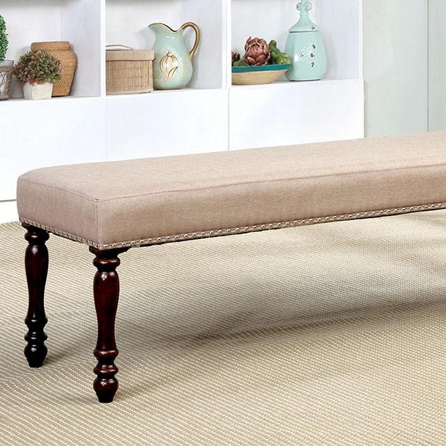 HOLCROFT Antique Cherry/Beige Bench - Inland Furniture (San Bernardino, CA)