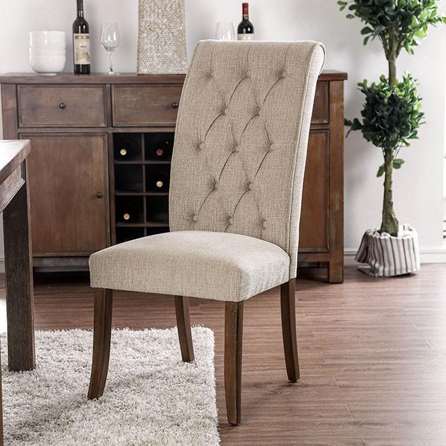 Marshall Beige/Rustic Oak Side Chair (2/CTN) - Inland Furniture (San Bernardino, CA)