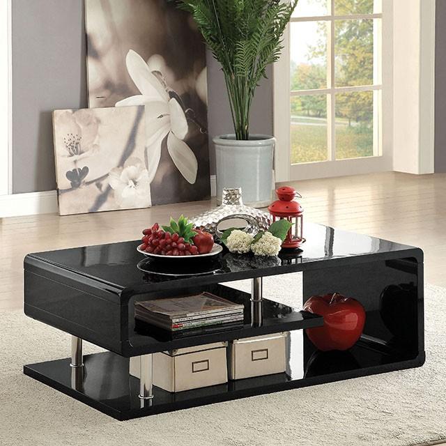 Ninove Black/Chrome Coffee Table - Inland Furniture (San Bernardino, CA)