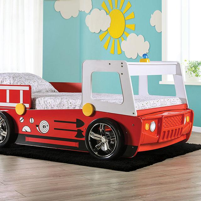 FIERSTALL Twin Bed, Red - Inland Furniture (San Bernardino, CA)
