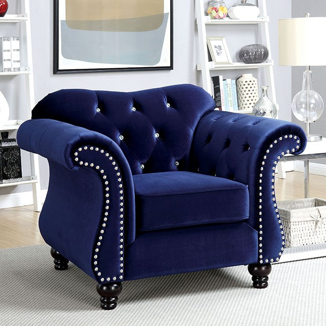 Jolanda Chair Blue & Grey - Inland Furniture (San Bernardino, CA)