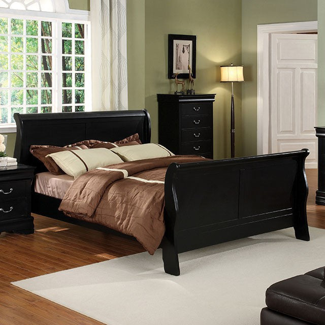 Louis Philippe Cal.King Bed Black & Grey - Inland Furniture (San Bernardino, CA)