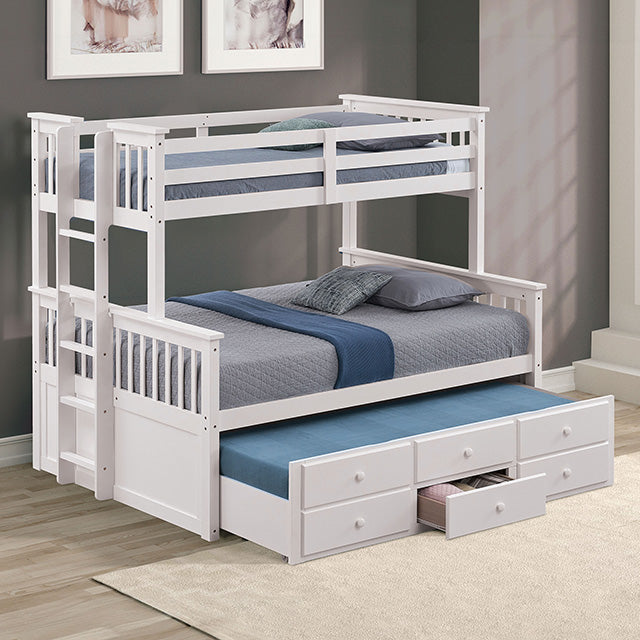 University Twin/Full Bunk Bed Grey, Walnut, & White - Inland Furniture (San Bernardino, CA)