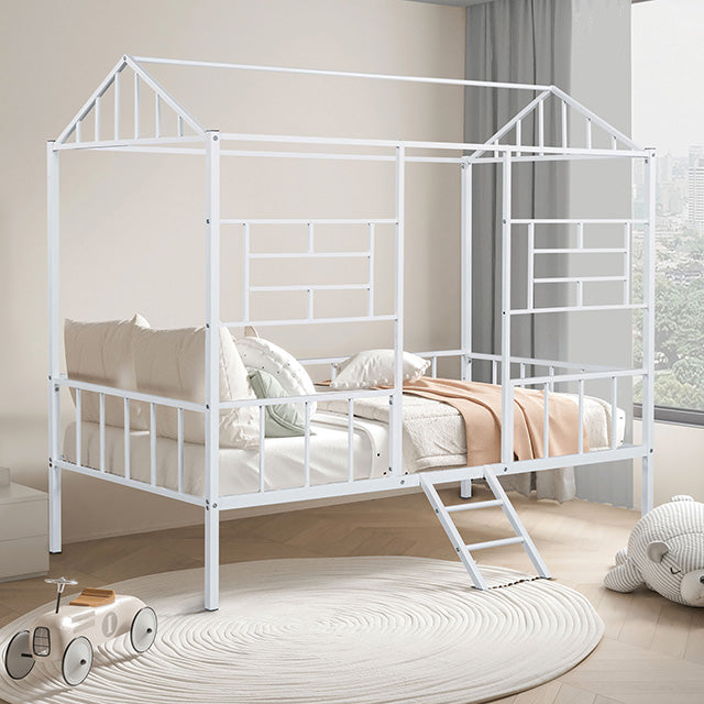 Rhonda Twin Loft Bed White, Silver, & Black - Inland Furniture (San Bernardino, CA)